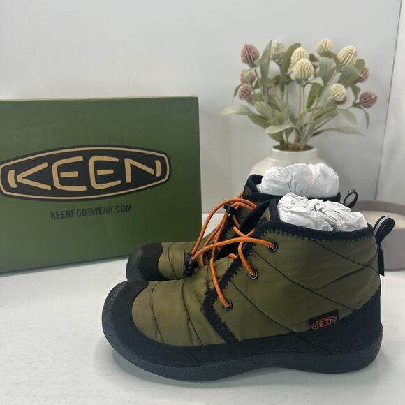 Keen Kids Howser II Chukka WP Dark Olive/Gold Flame 1029426 Youth US 5 - Picture 1 of 10
